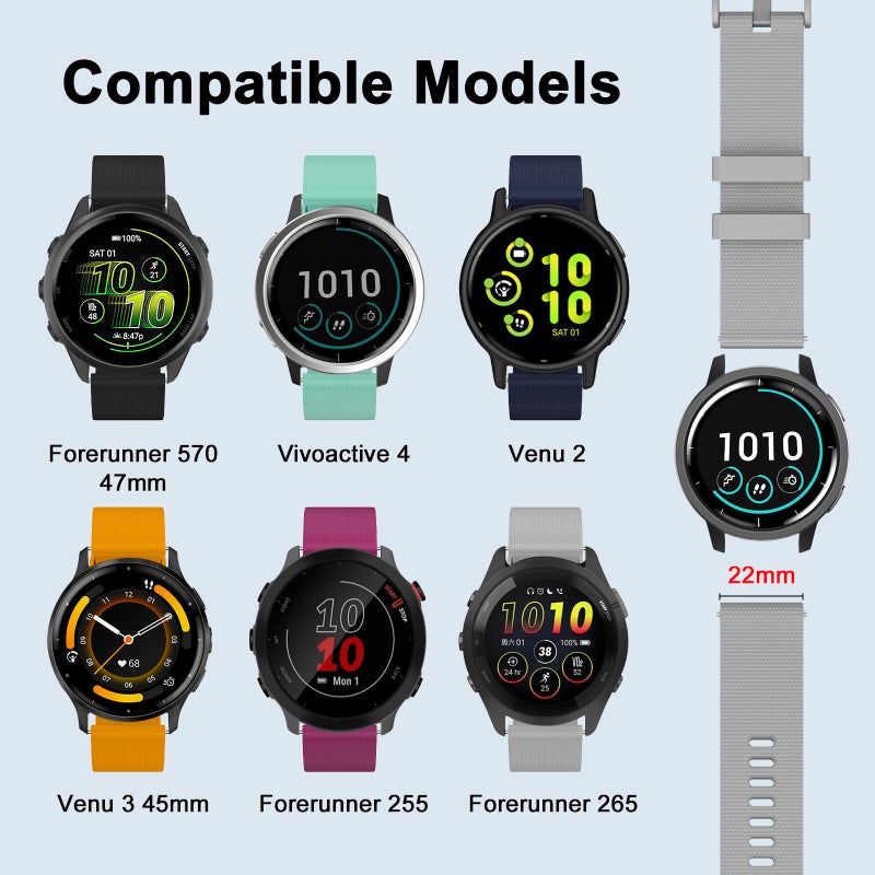 ISABAKE Strap for Garmin Vivoactive 4, Forerunner 255/265, 22mm Silicone Quick Release Replacement Band for Samsung Gear S3 Frontier/Classic Watch - Image 4